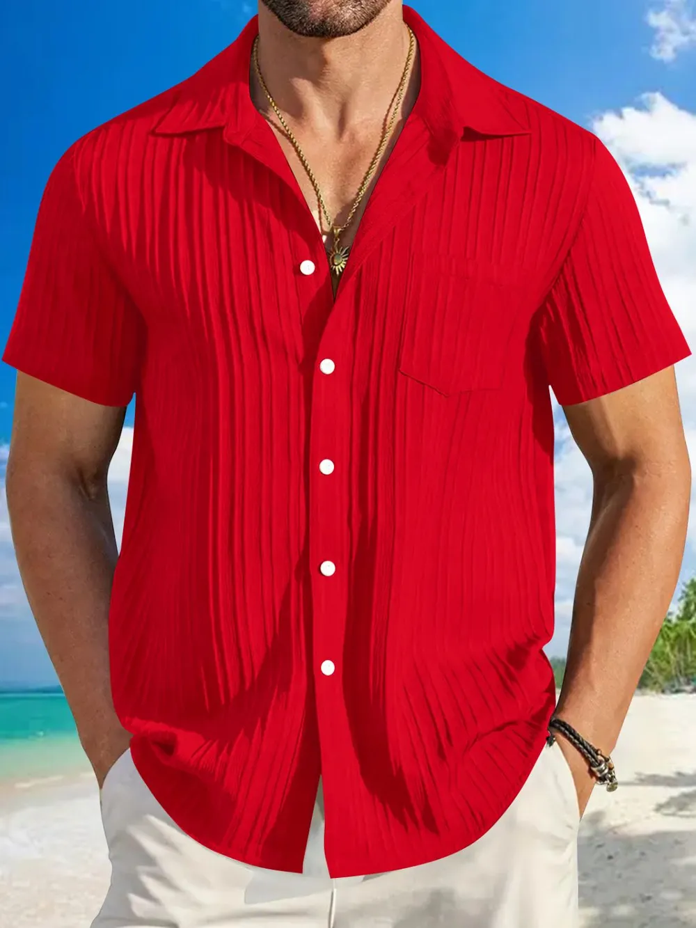 Men's Full Size Button Up Short Sleeve Shirt Plus Size, image 7