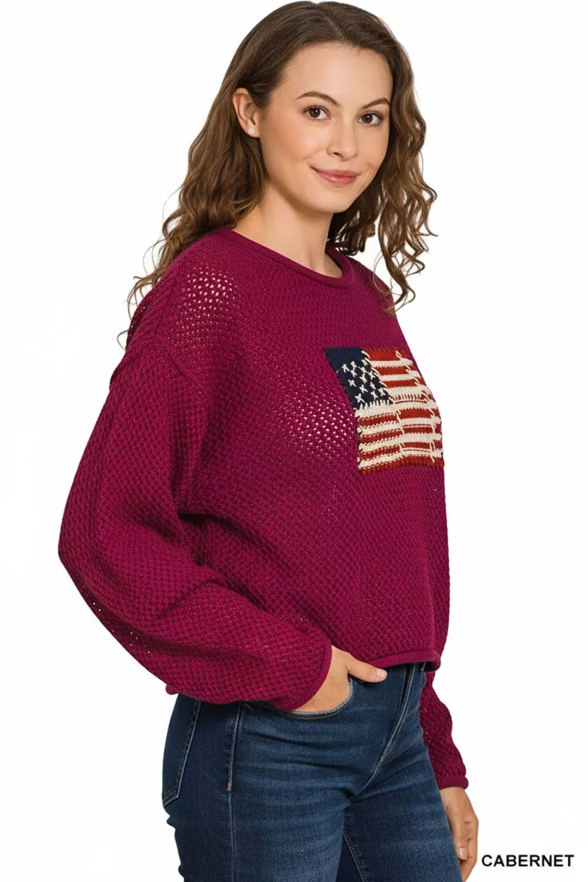 American Flag Crew Neck Sweater, image 2