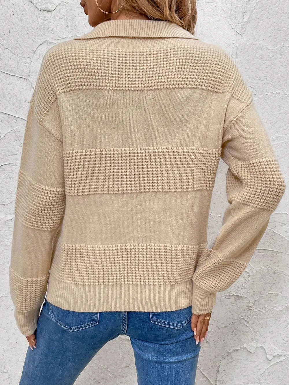 Johnny Collar Dropped Shoulder Sweater, image 3