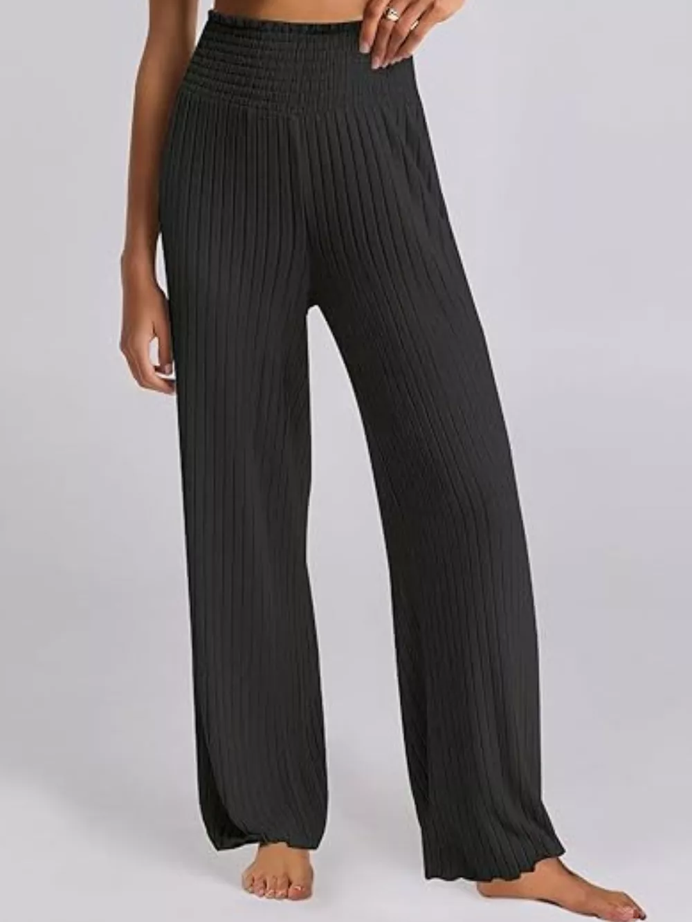 Relaxed Fit Ribbed Knit Top and Pants Set, image 4