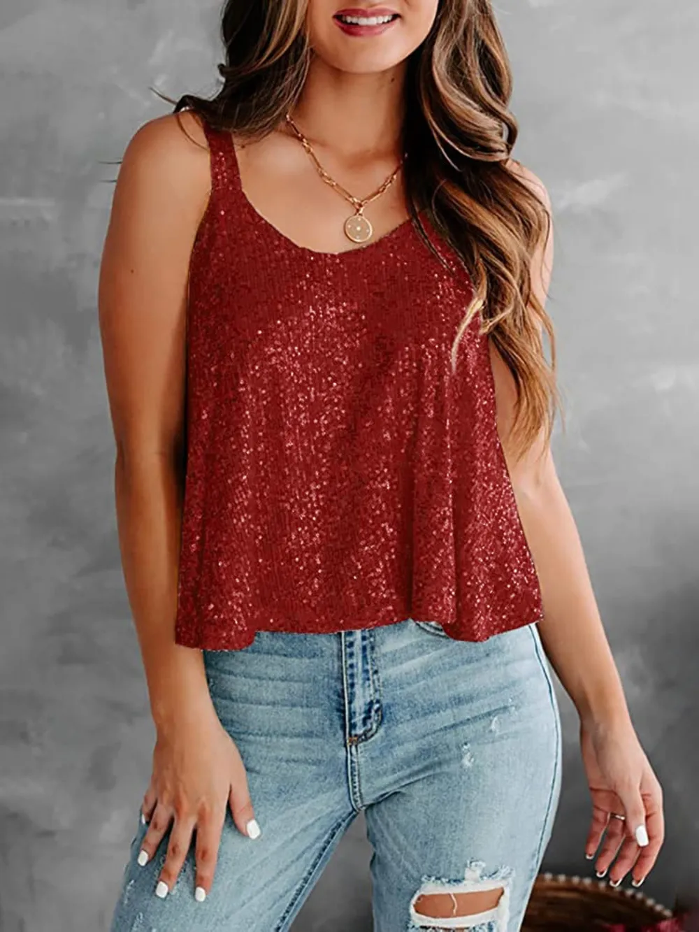 Sequin Scoop Neck Tank, image 13