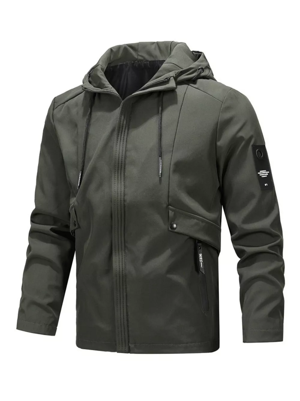 Men's Plus Size Casual Hooded Windproof Jacket, image 2