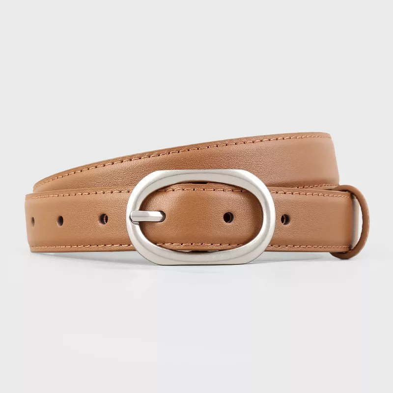 Oval Buckle Leather Belt, image 4