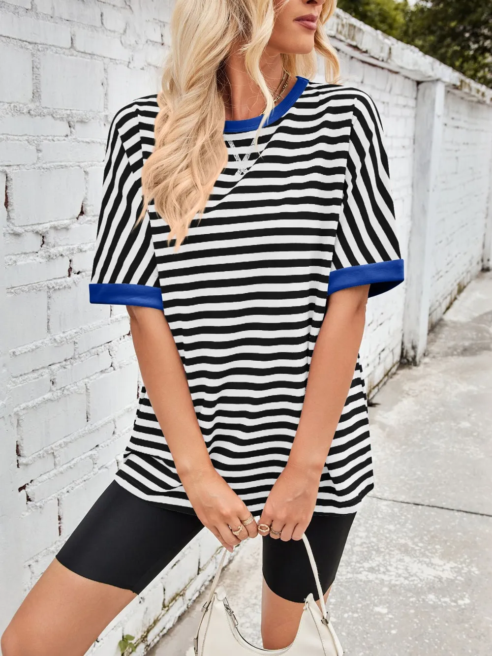 Striped Round Neck Half Sleeve T-Shirt, image 16