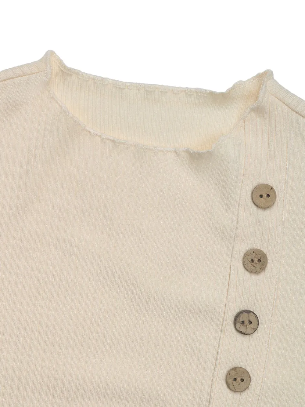 Decorative Button Round Neck Long Sleeve Bodysuit, image 6