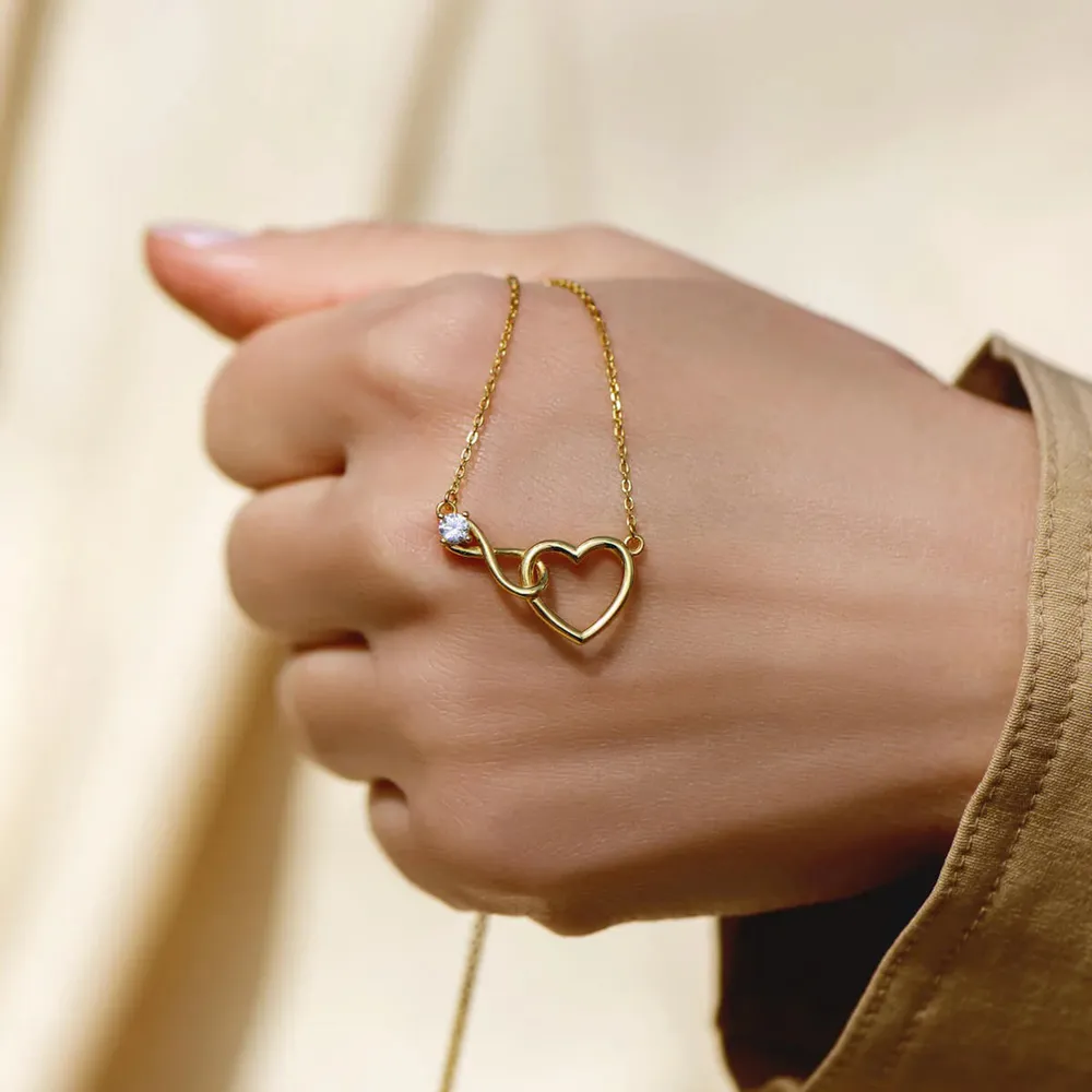 Heart Shape Zircon 18K Gold-Plated Necklace, image 3
