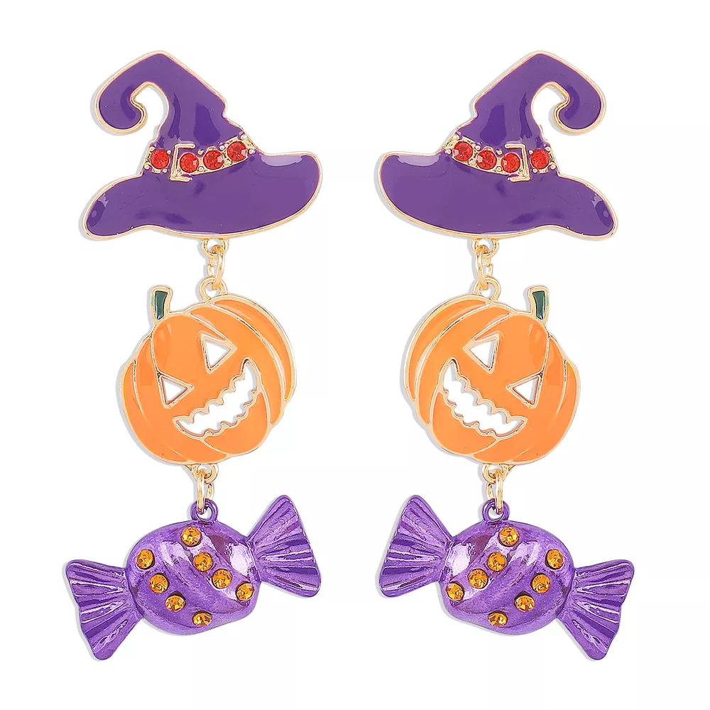 Halloween 18K Gold-Plated Alloy Pumpkin Earrings, image 5