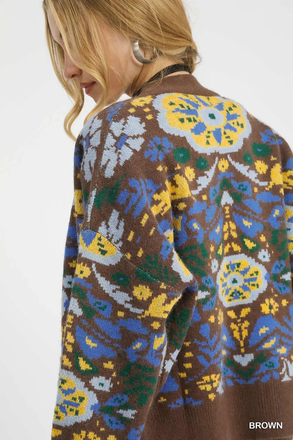 Floral Knit Button-Up Cardigan, image 5