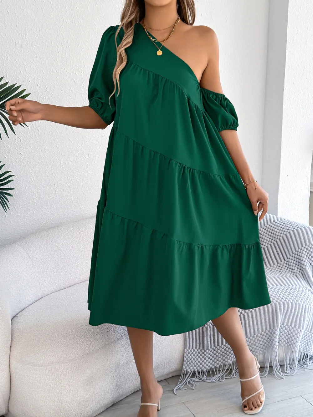 Single Shoulder Tiered Dress, image 10