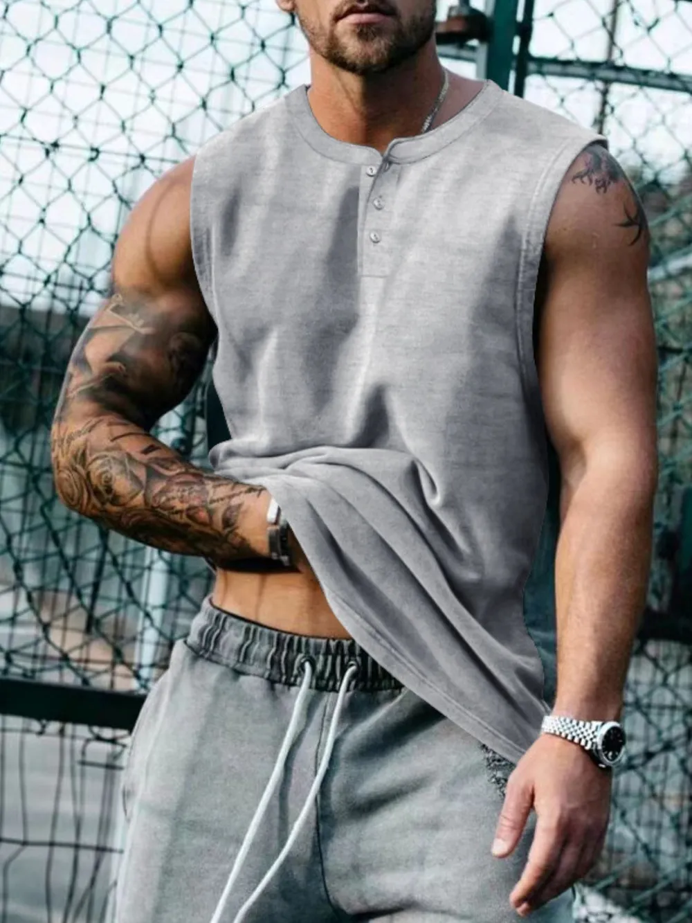 Men's Plus Size Round Neck Tank, image 5
