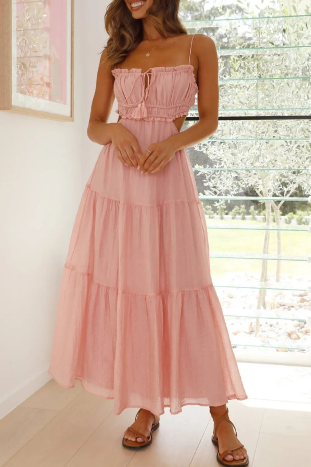 Cutout Square Neck Midi Cami Dress, image 15