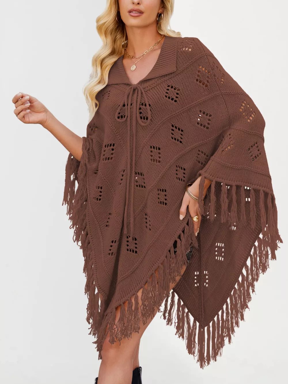 Fringe Openwork Knit Cover Up, image 16