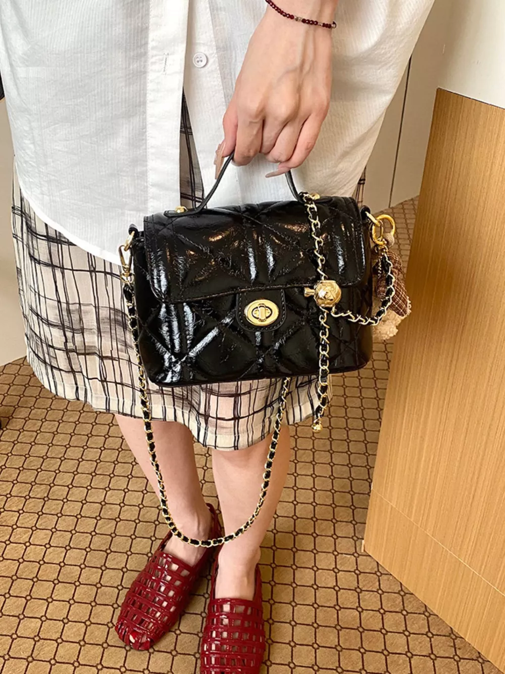 Quilted Leather Crossbody Bag, image 3