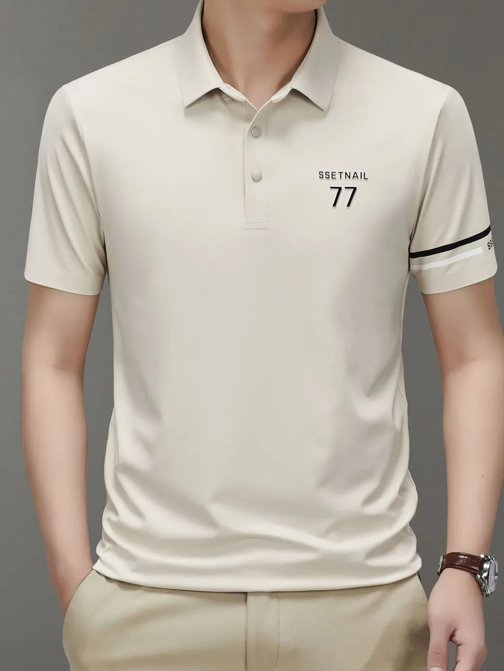 Men's Plus Size Button Detail Short Sleeve Polo, image 6