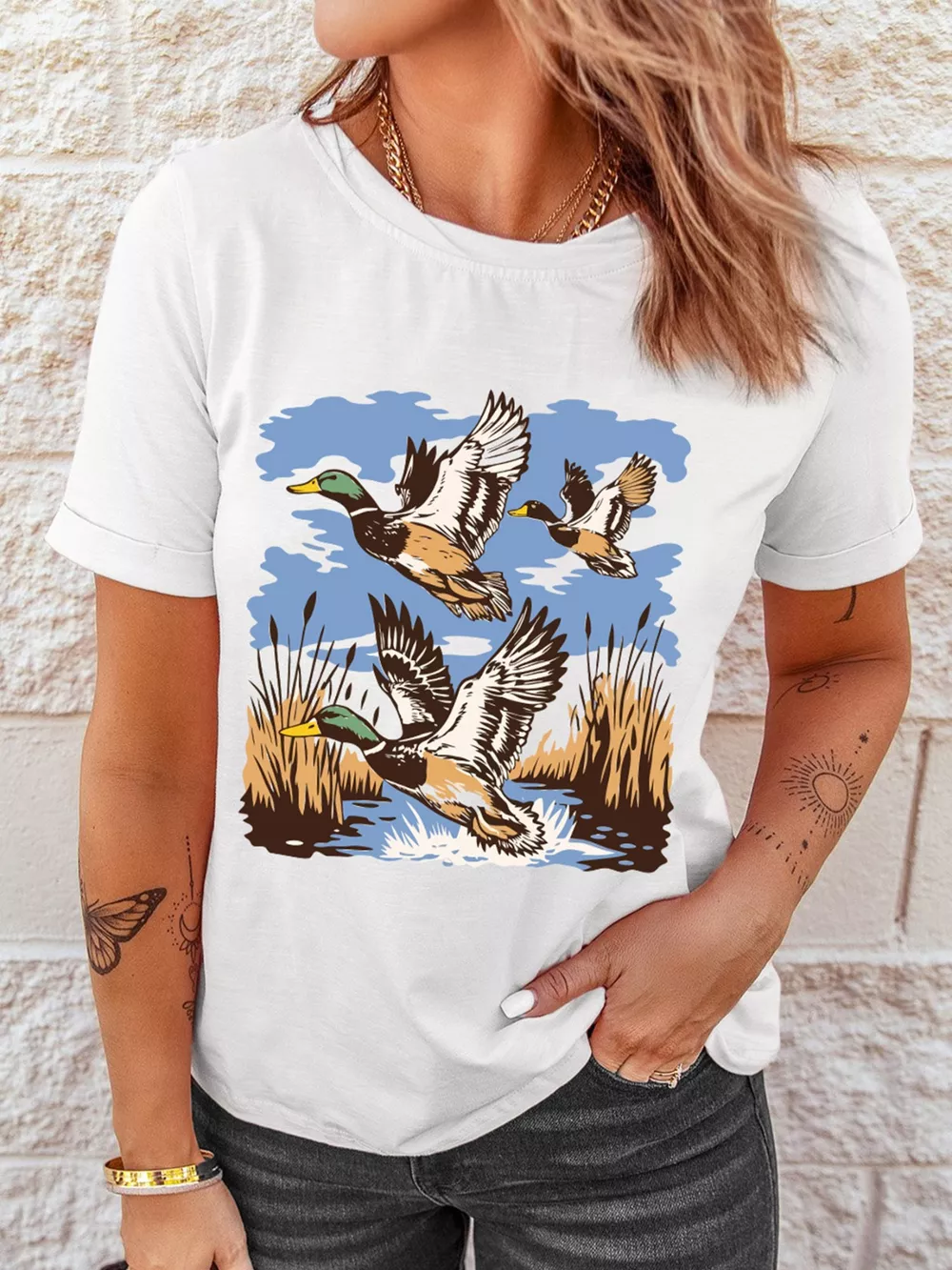 Wild Duck Graphic Round Neck Tee, image 3