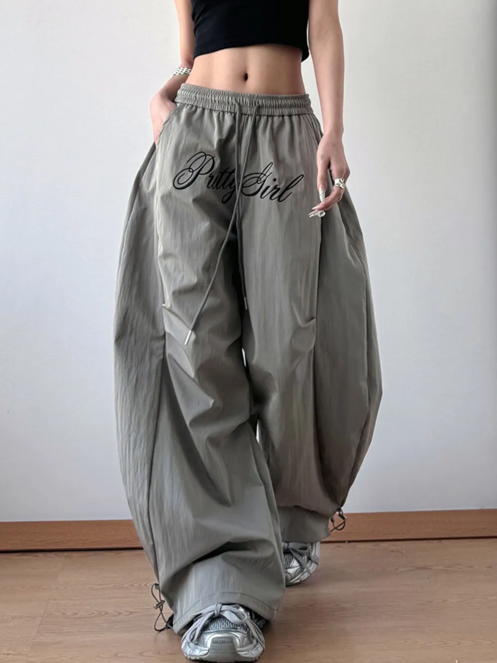 Drawstring Oversized Wide Leg Casual Pants, image 2