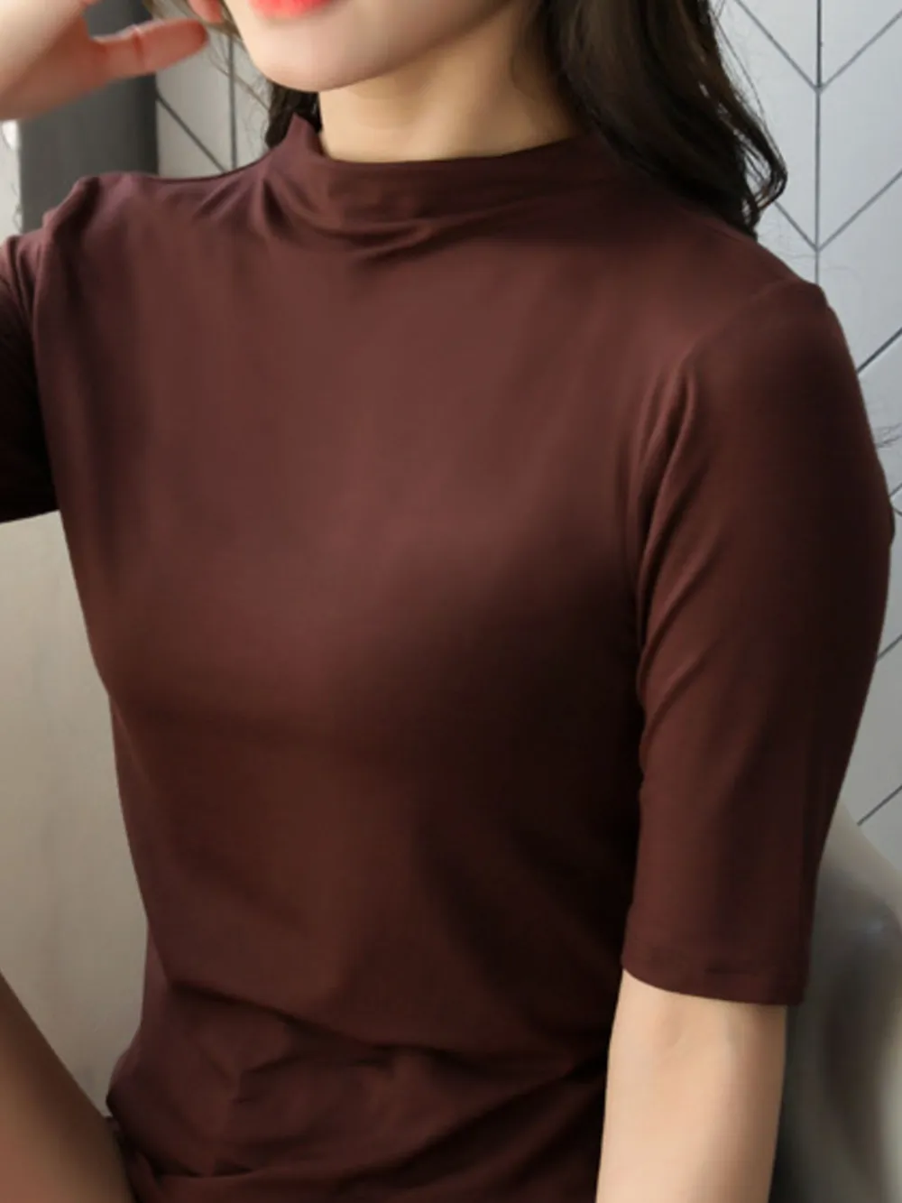Solid Color Short Sleeve T-Shirt, image 25