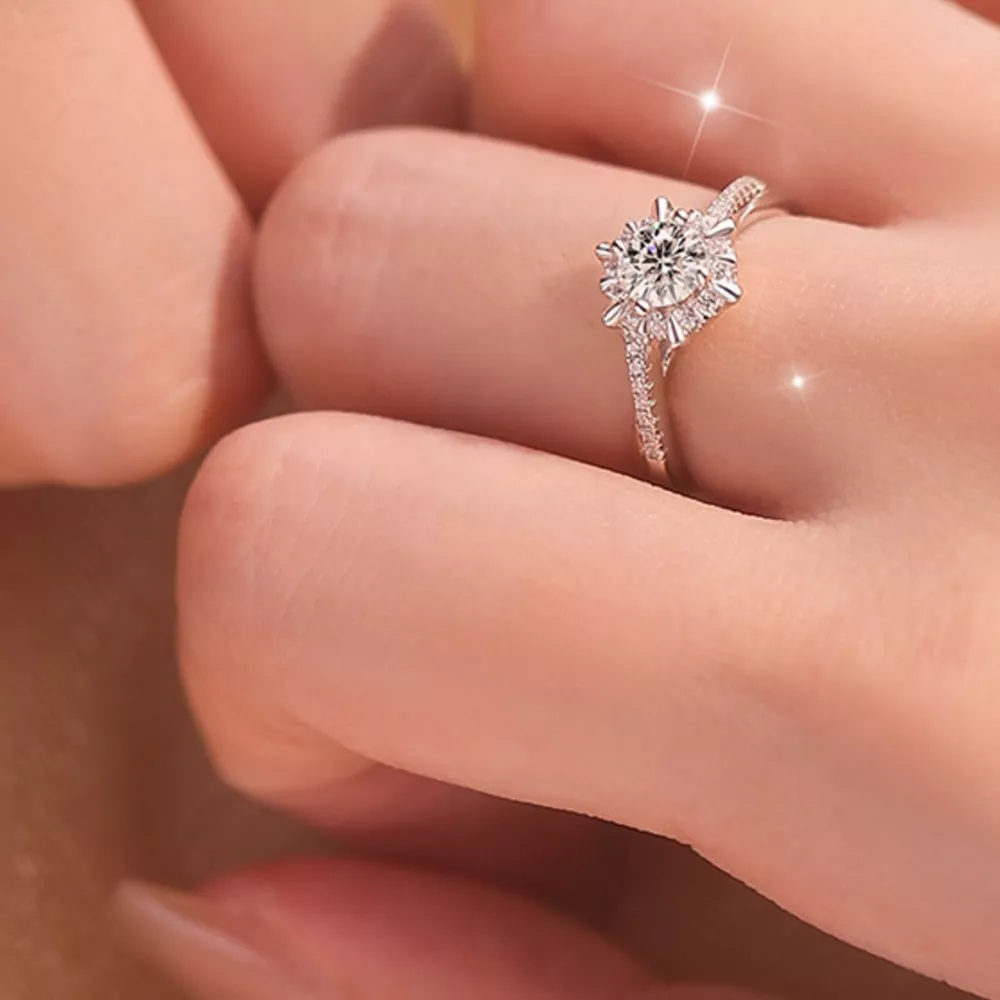 2 Piece Moissanite 925 Sterling Silver Ring, image 3