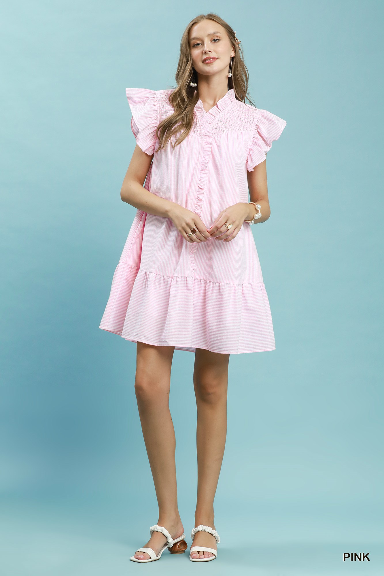 Stripe Smocked Yoke Ruffle Dress, image 4