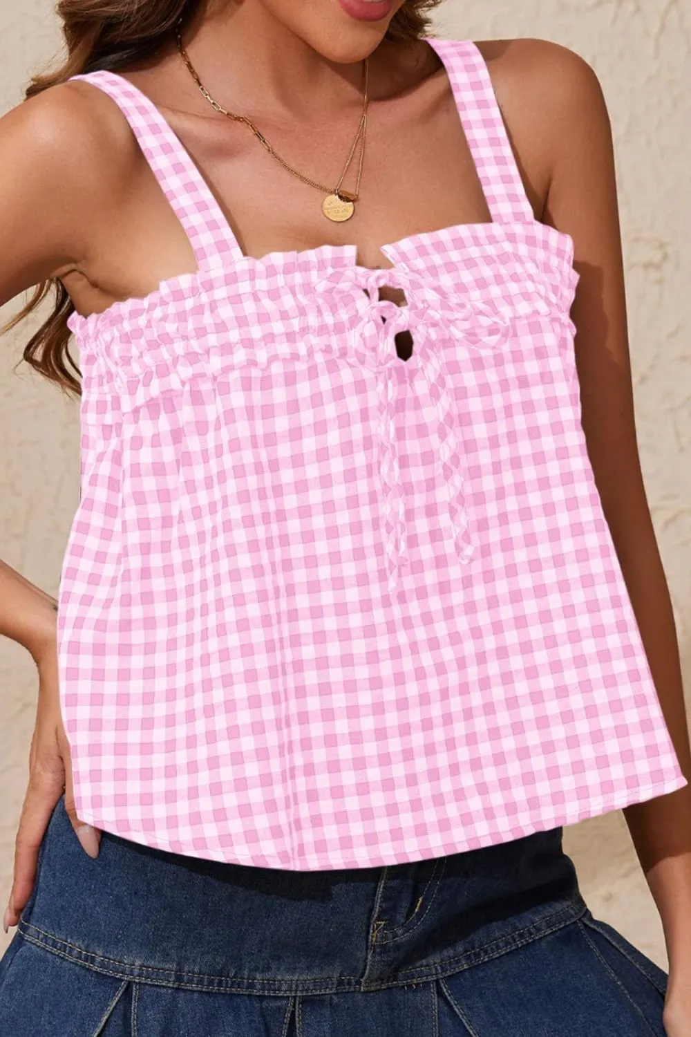 Tied Front Textured Square Neck Cami, image 22