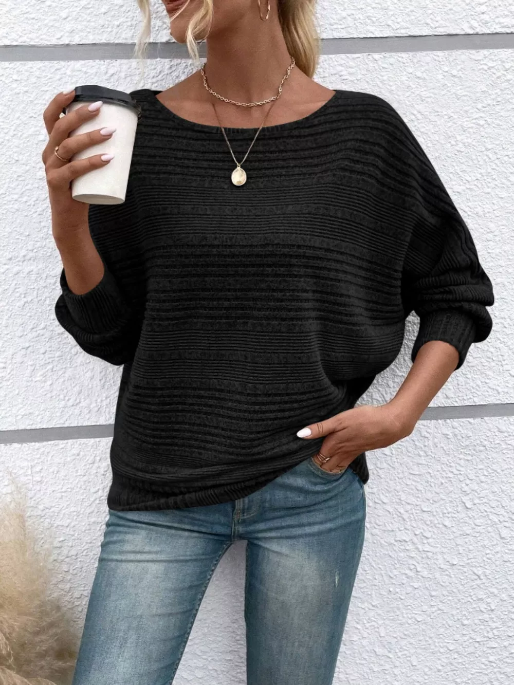 Relaxed Fit Ribbed Knit T-Shirt, image 7