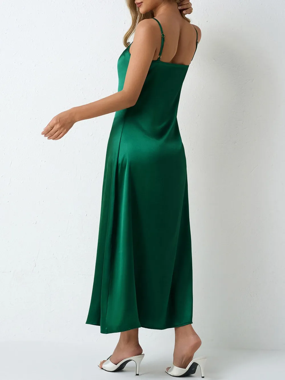 Satin Cowl Neck Cami Dress, image 2
