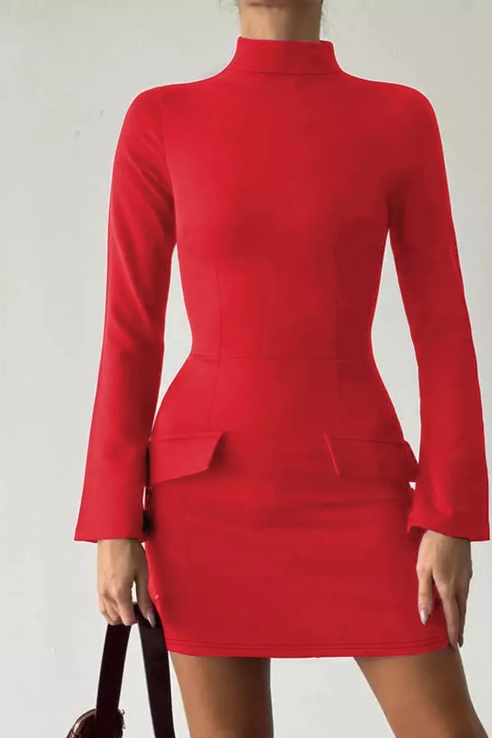 Long-Sleeve Mini Dress with Flap Pockets, image 6