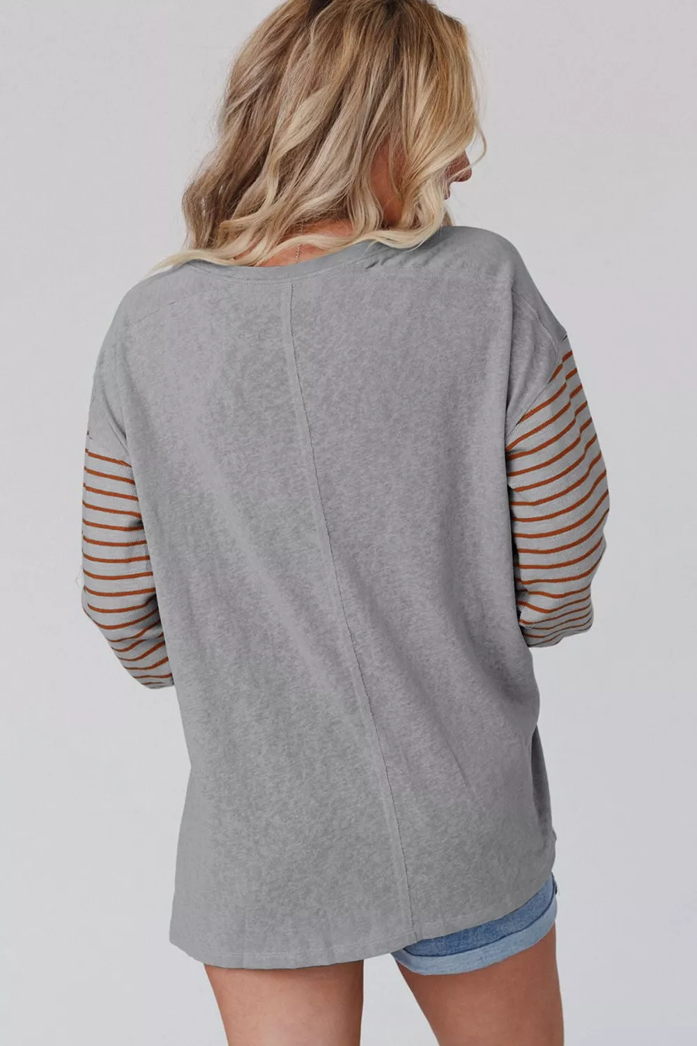 Colorblock Striped Bishop Sleeve Top, image 12