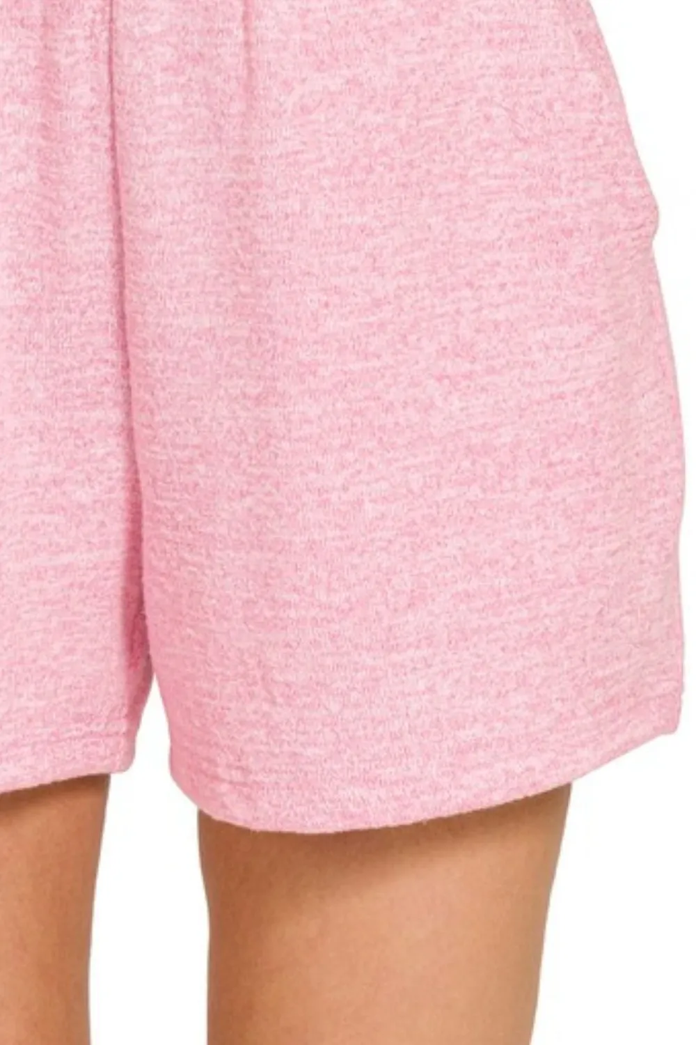 Soft Melange Hacci Elastic Waist Band Shorts, image 3