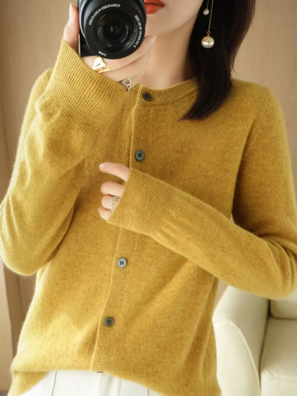 Classic Crew Neck Knit Cardigan, image 20