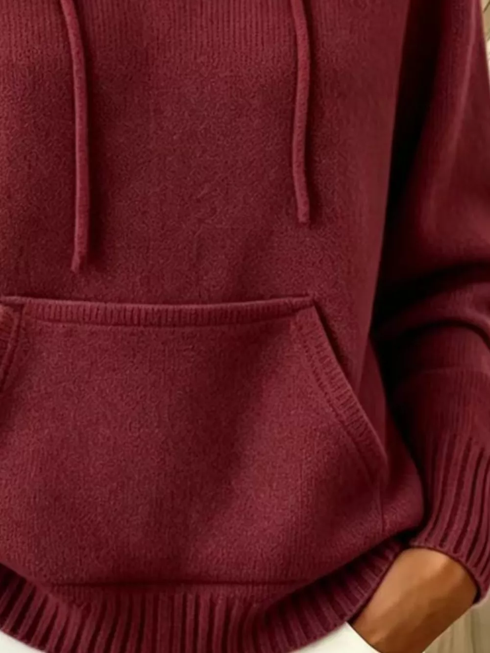 Full Size Drawstring Kangaroo Pocket Hooded Sweater Plus Size, image 27