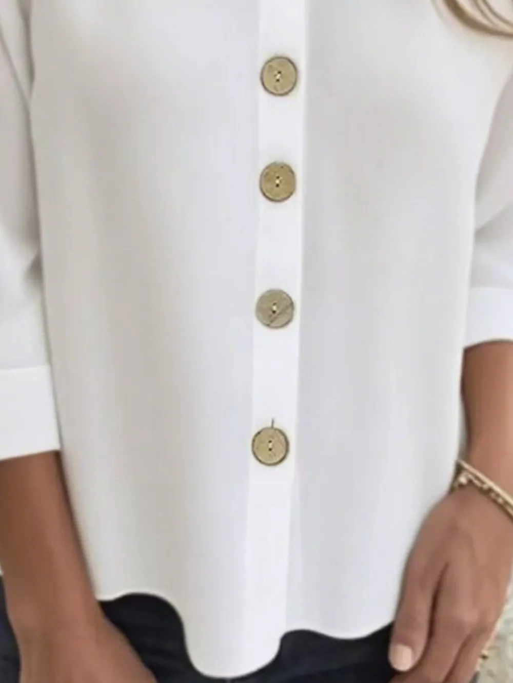 Full Size Button-Front 3/4 Sleeve Casual Blouse Plus Size, image 8