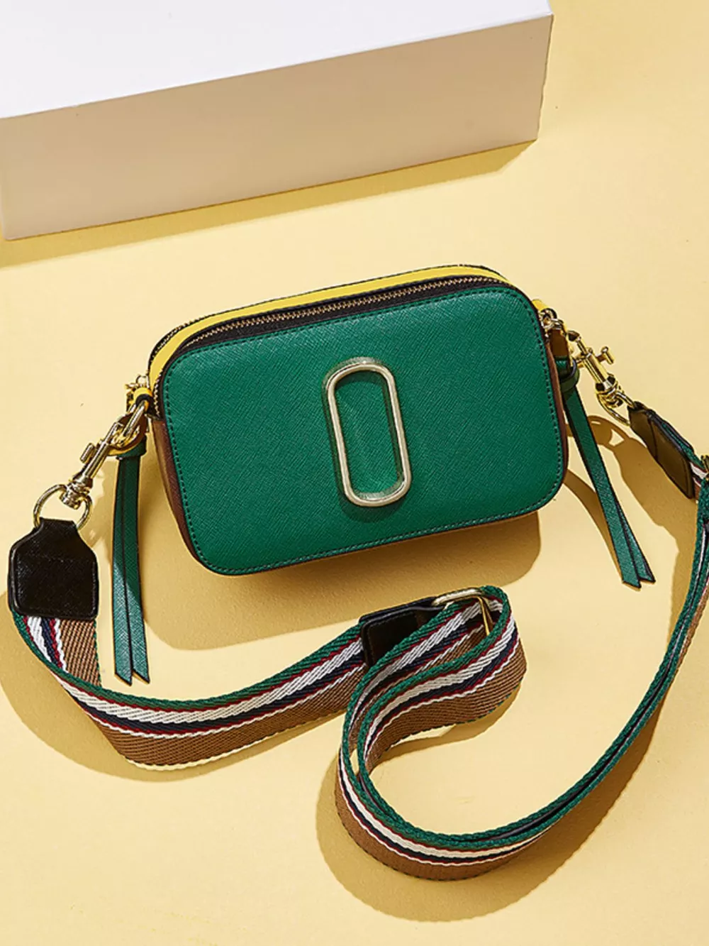 Color-Block Crossbody Bag with Webbing Strap, image 7