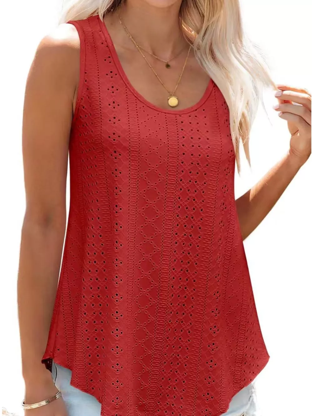 Eyelet Scoop Neck Tank, image 24