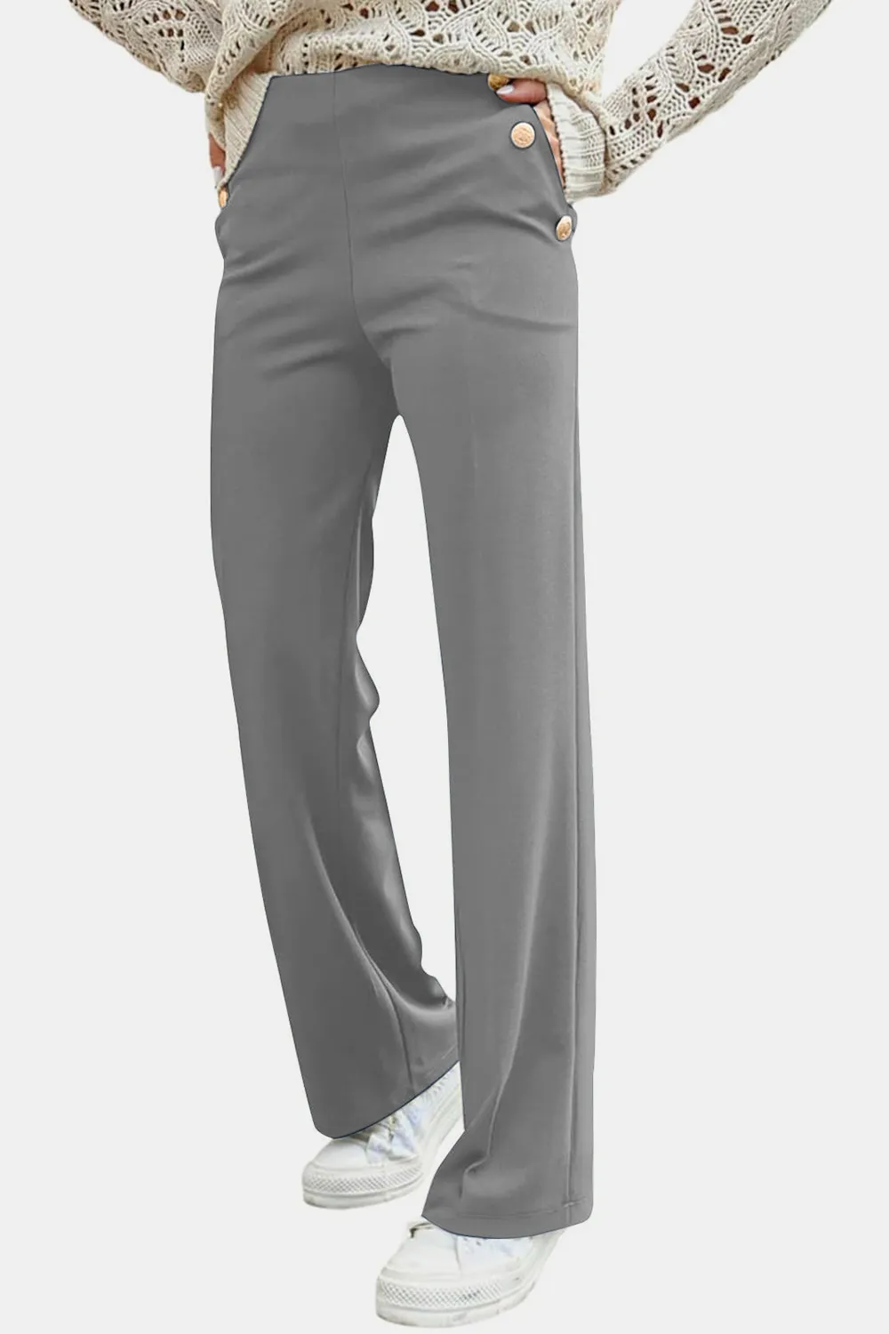Decorative Button High Rise Pants, image 16