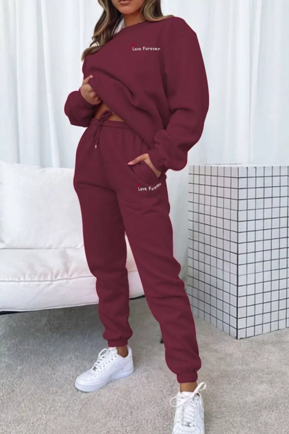 Round Neck Sweatshirt and Joggers Set, image 18