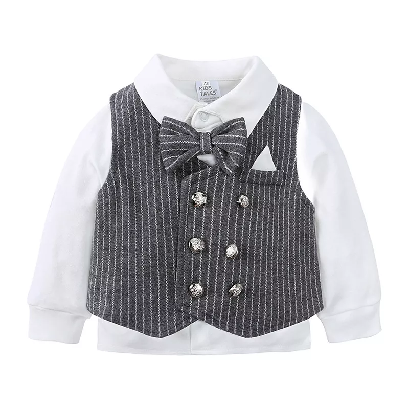 Children's Striped Vest and Pants Suit Set, image 2