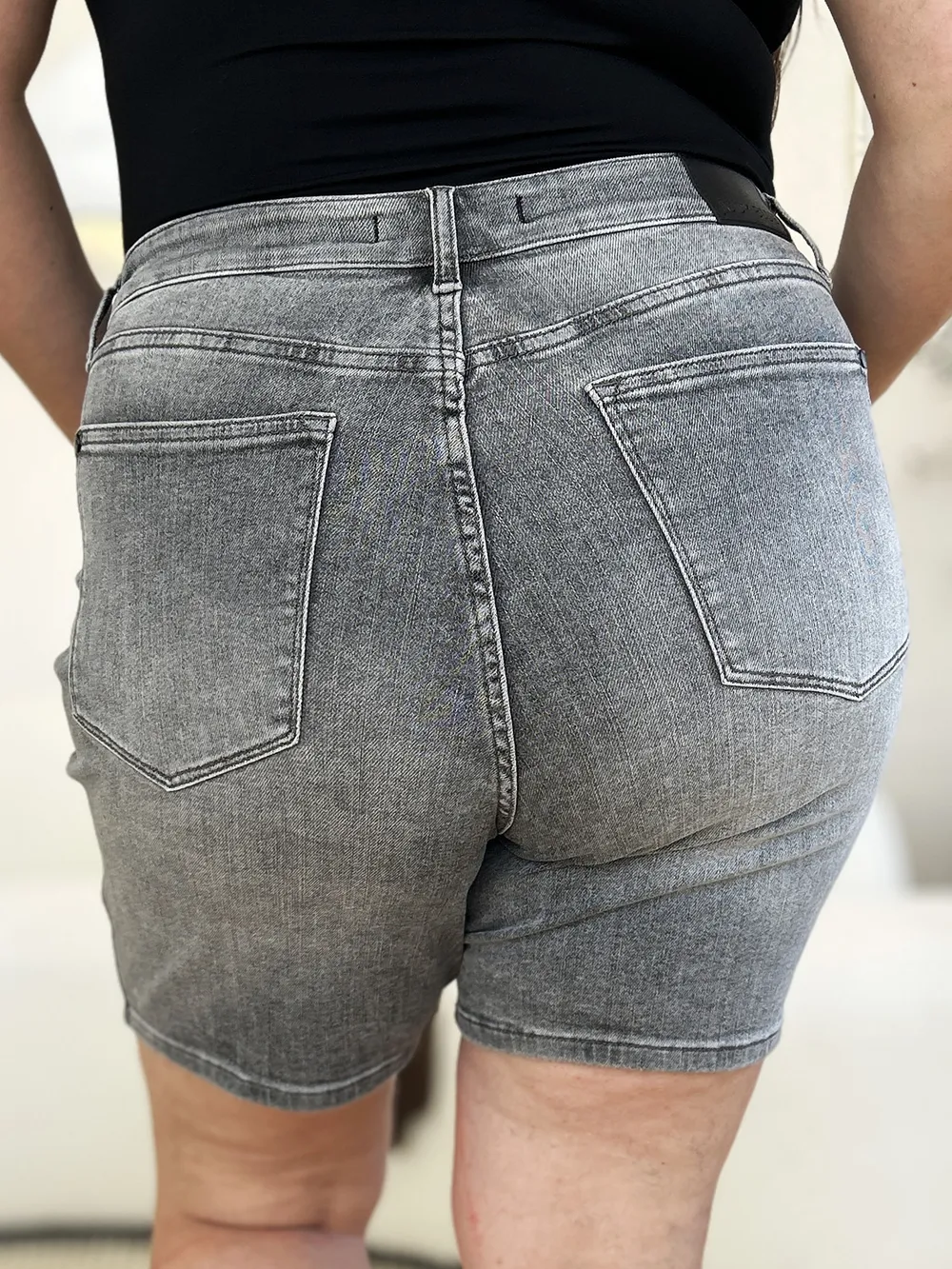 Full Size High Waist Washed Denim Shorts, image 9
