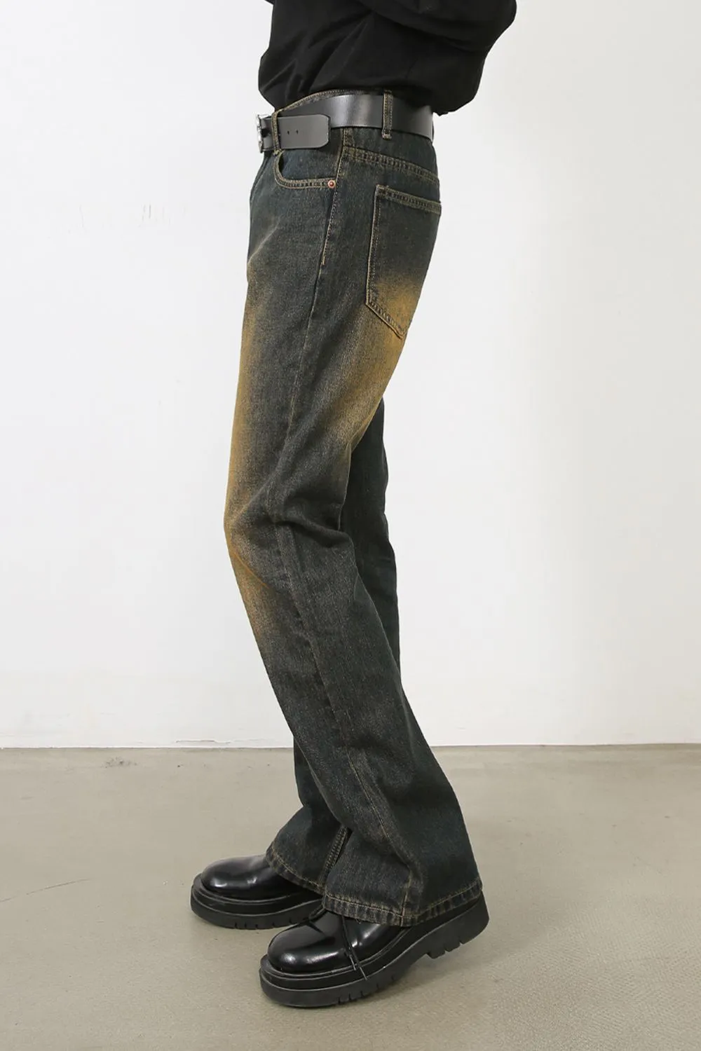 Men's Washed Bootcut Jeans, image 2