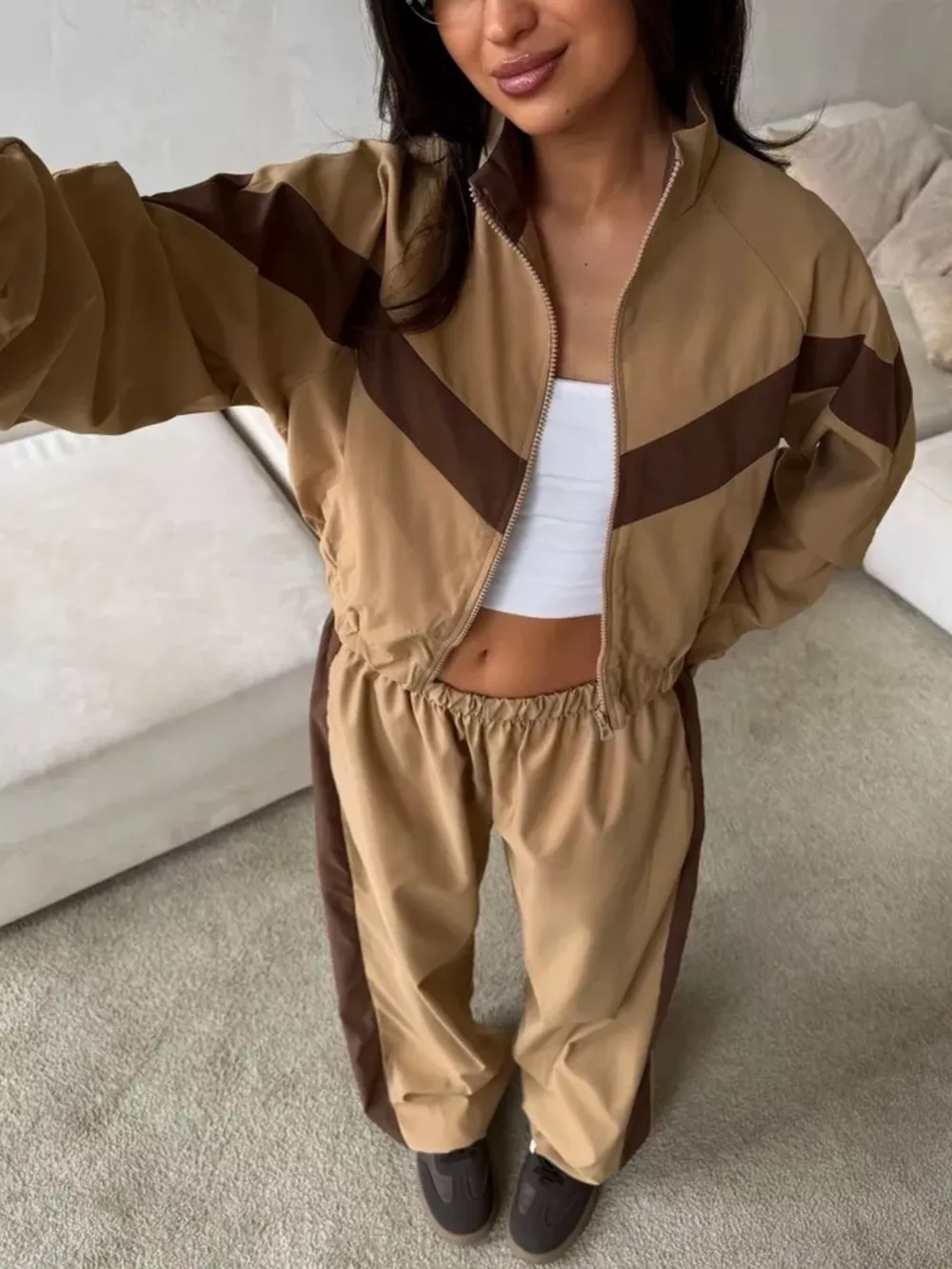 Color Block Zip Up Outerwear and Pants Set, image 5