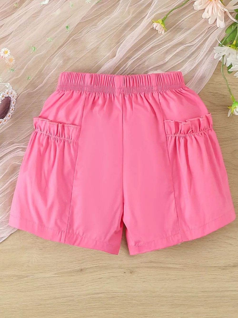 Children's Hello Print Ruffle Sleeve Top & Shorts Set, image 4