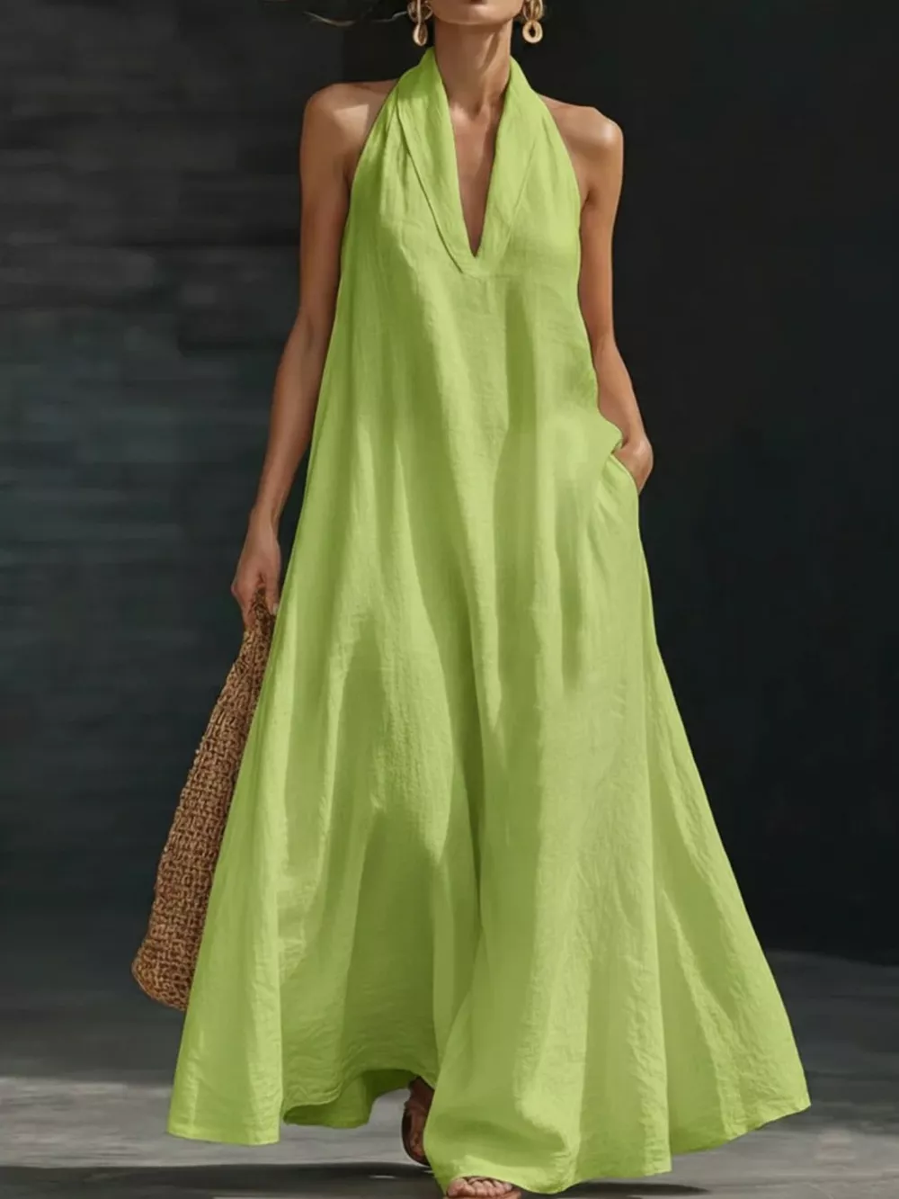 Full Size Halter Neck Sleeveless Maxi Dress Plus Size, image 6