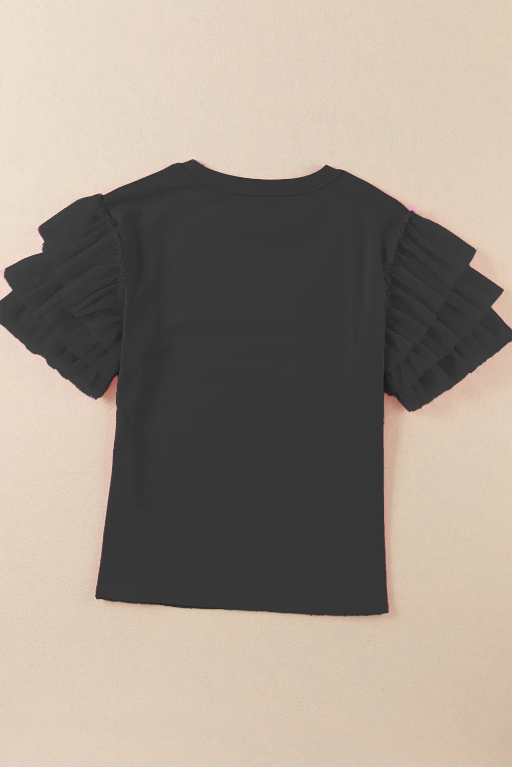 Ruffled Round Neck Short Sleeve Blouse, image 6