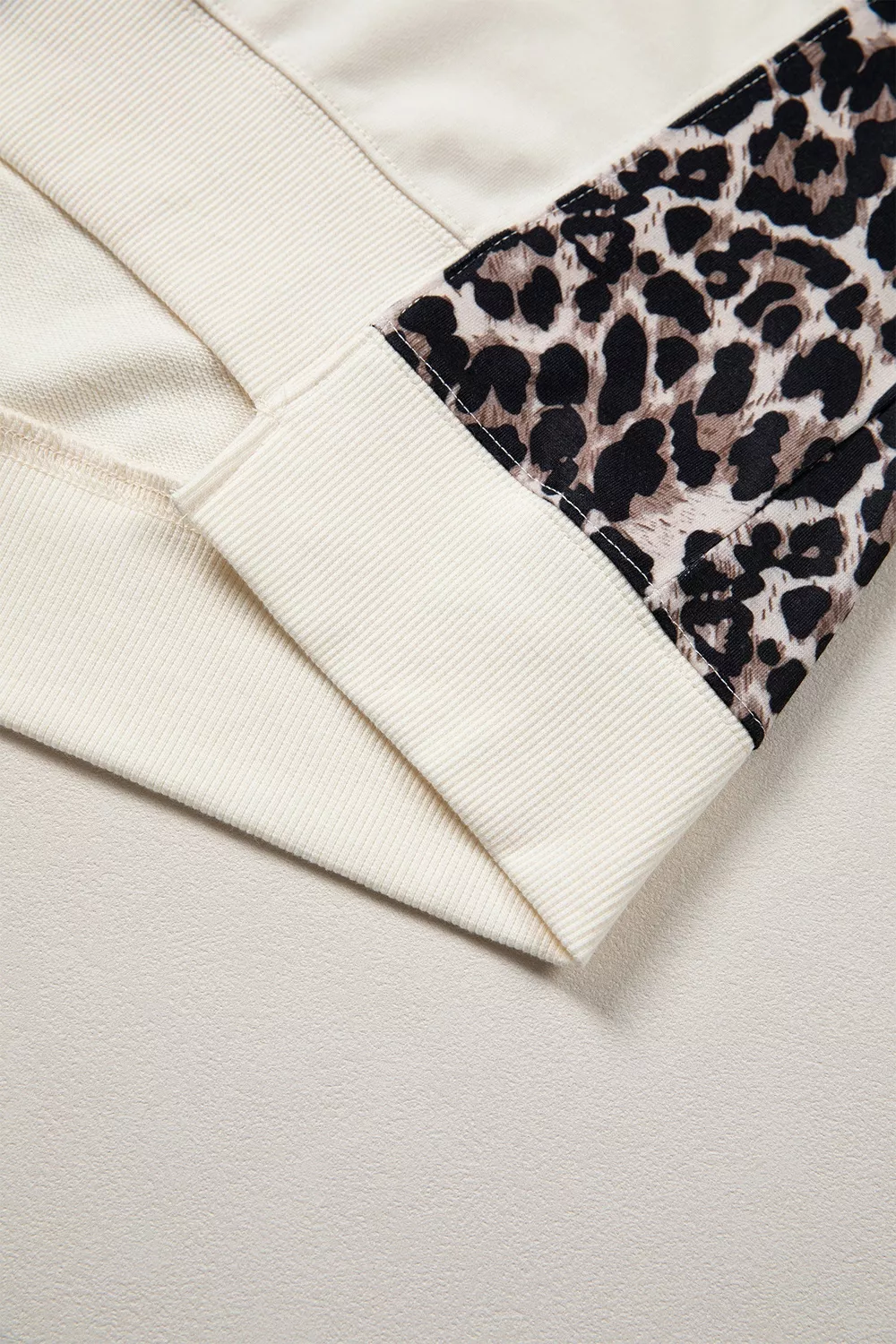 Leopard Block Patchwork Uneven Hem Short Sleeve Top, image 7