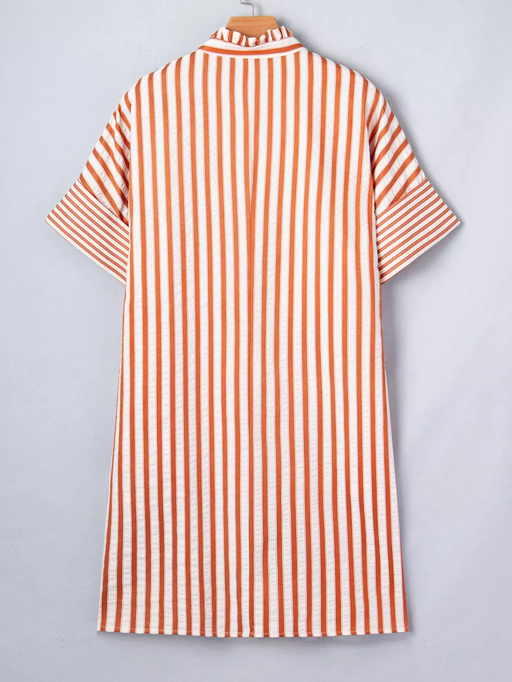Stripe Pinched V Neck Turn-up Cuffs Shift Mini Dress, image 11