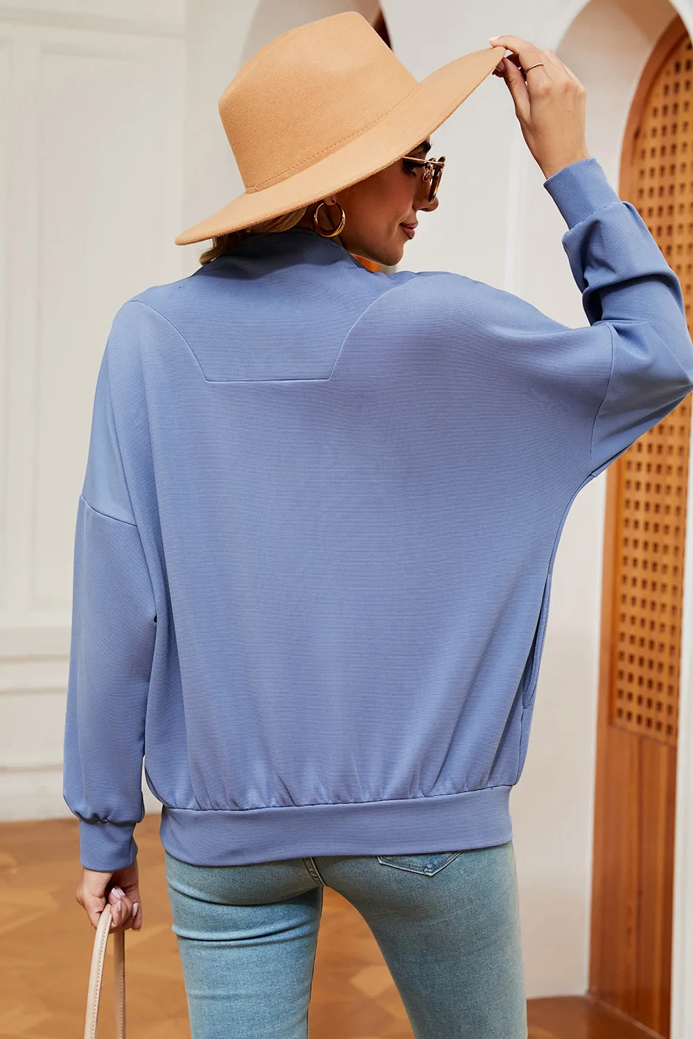 Half Zip Dropped Shoulder Sweatshirt, image 16