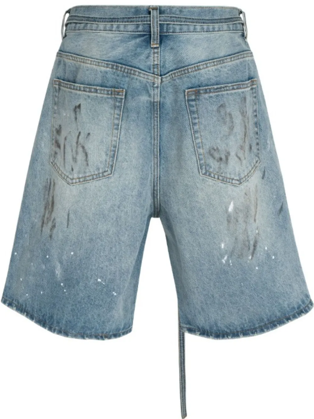 Men's Washed Graffiti Print Denim Bermuda Shorts, image 4