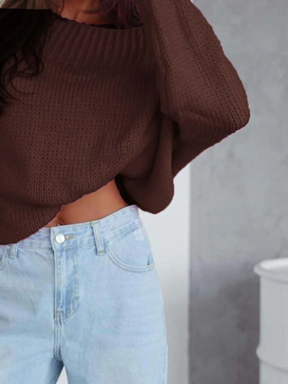 Boat Neck Drop Shoulder Sweater, image 4