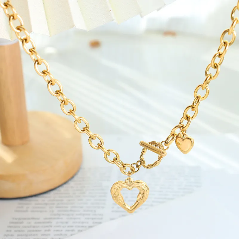 Titanium Steel Heart Pendant Necklace, image 3