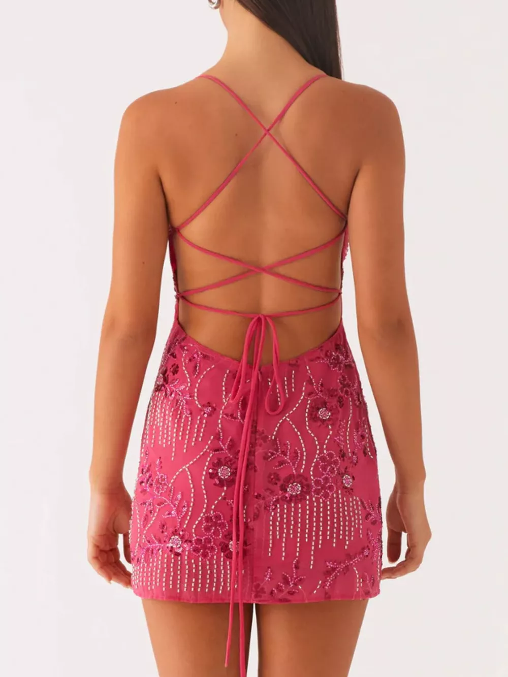 Beaded Floral Mini Dress, image 17